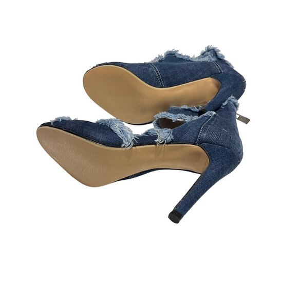 Womens Peep Toe Heeled Sandal Denim Stilettos Blue Sexy Size 3.5/5.5 US New - Picture 7 of 9